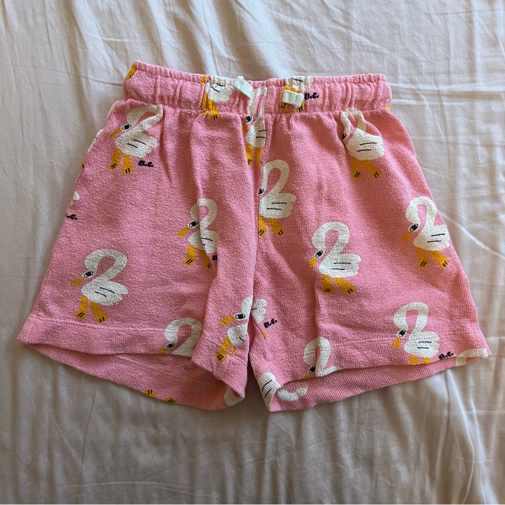 Bobo Choses Pink Pelican Print Shorts size 4/5